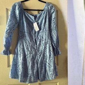Guess Blue Eyelet Dress